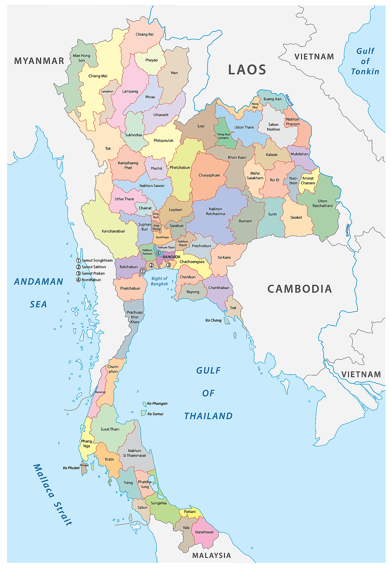Bản đồ các tỉnh của Thái Lan