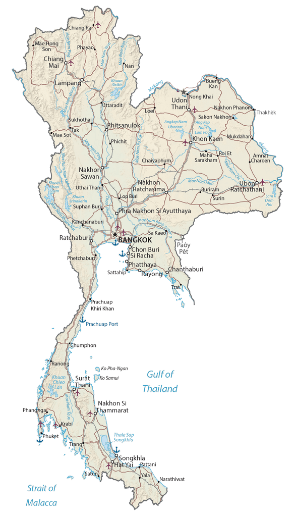 Bản đồ Độ cao Thái Lan