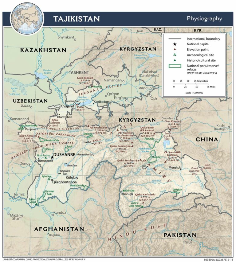 Bản đồ địa lý Tajikistan