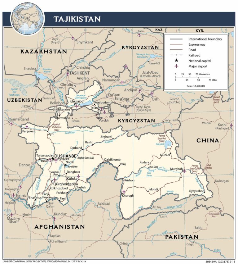 Bản đồ giao thông Tajikistan