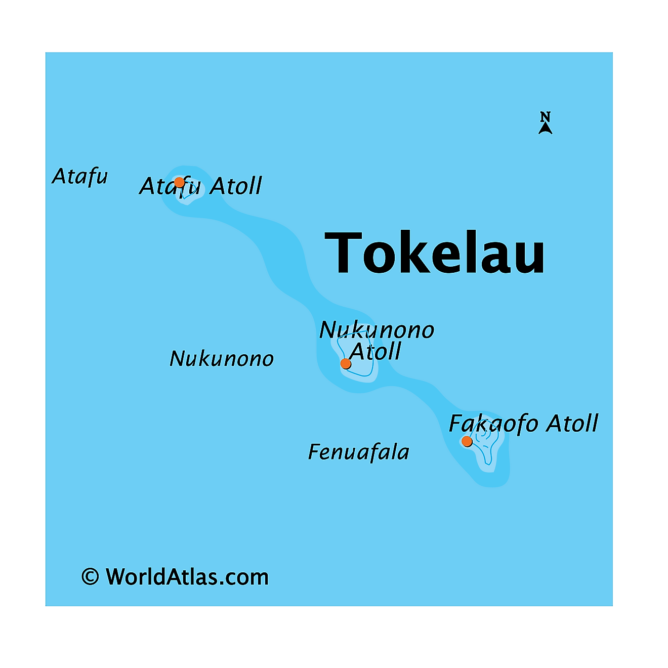 Bản đồ vật lý của Tokelau