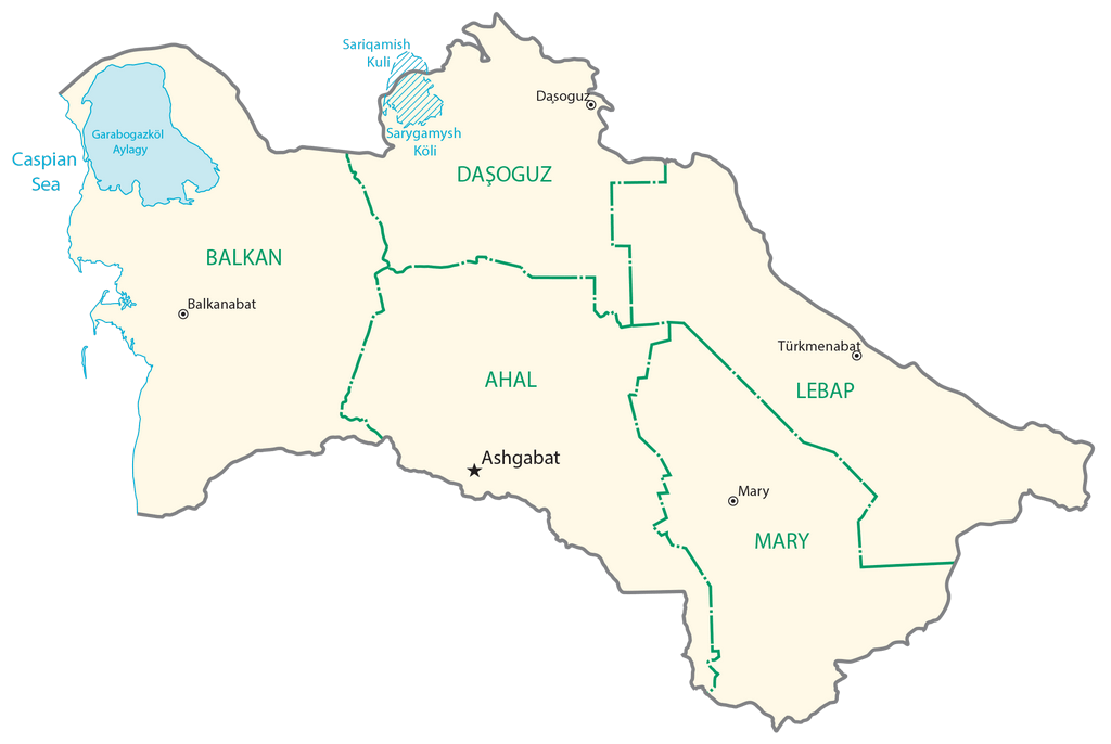 Bản đồ khu vực Turkmenistan