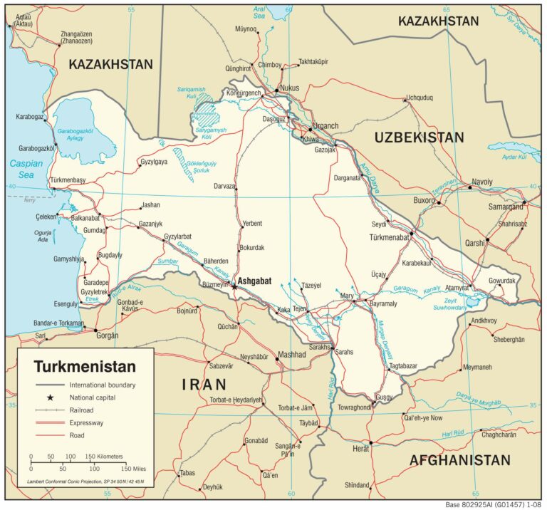 Bản đồ giao thông Turkmenistan