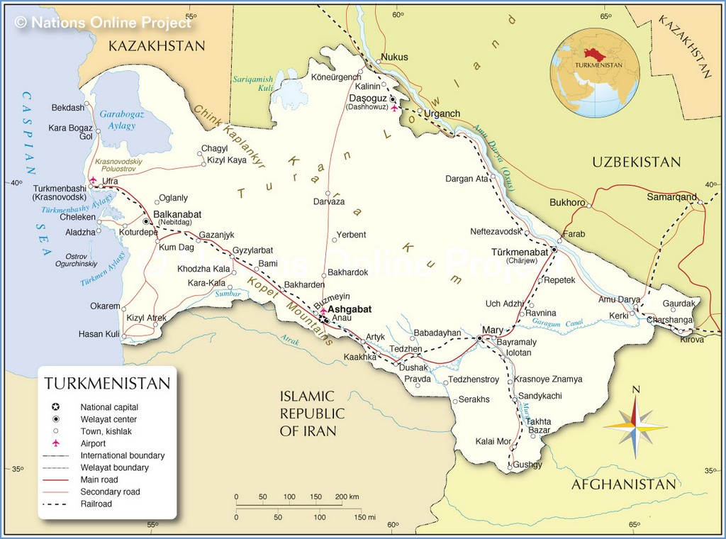 Bản đồ tham khảo của Turkmenistan