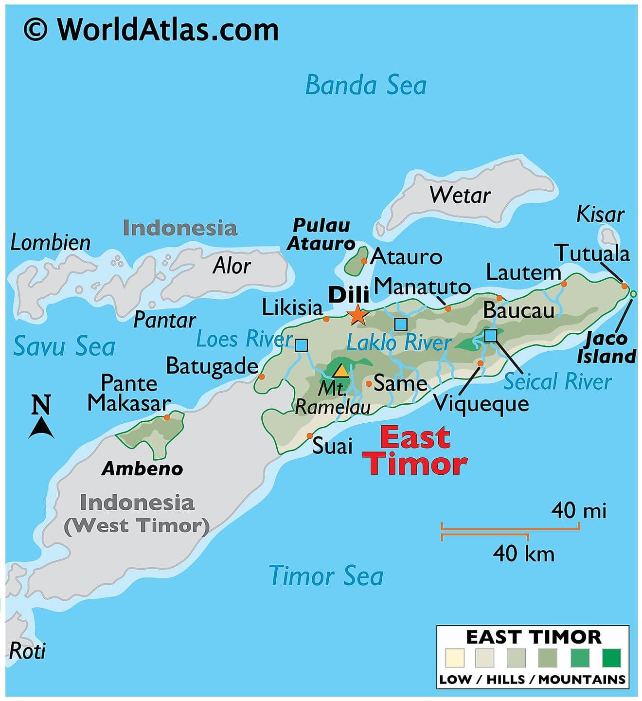 Bản đồ vật lý của Timor-Leste