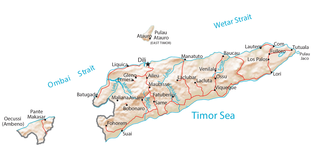 Bản đồ vật lý Đông Timor
