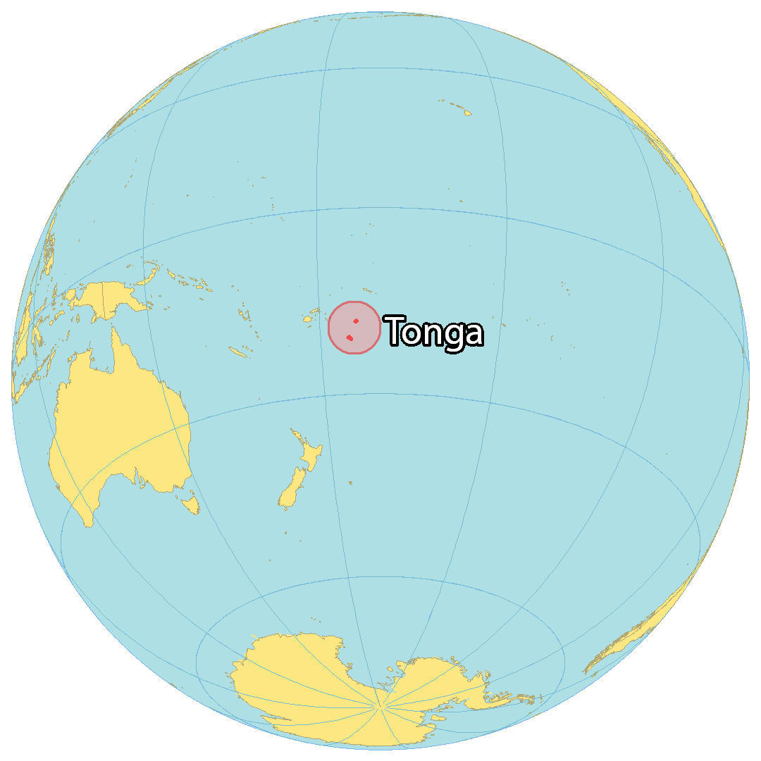 Bản đồ vị trí của Tonga. Nguồn: gisgeography.com