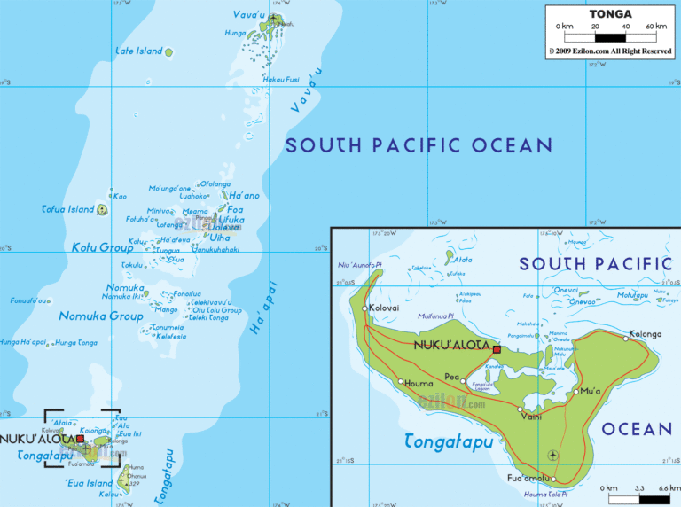 Bản đồ hành chính Tonga khổ lớn