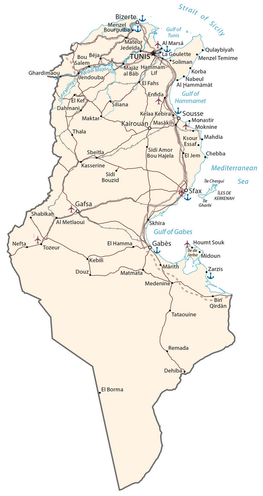 Bản đồ Tunisia