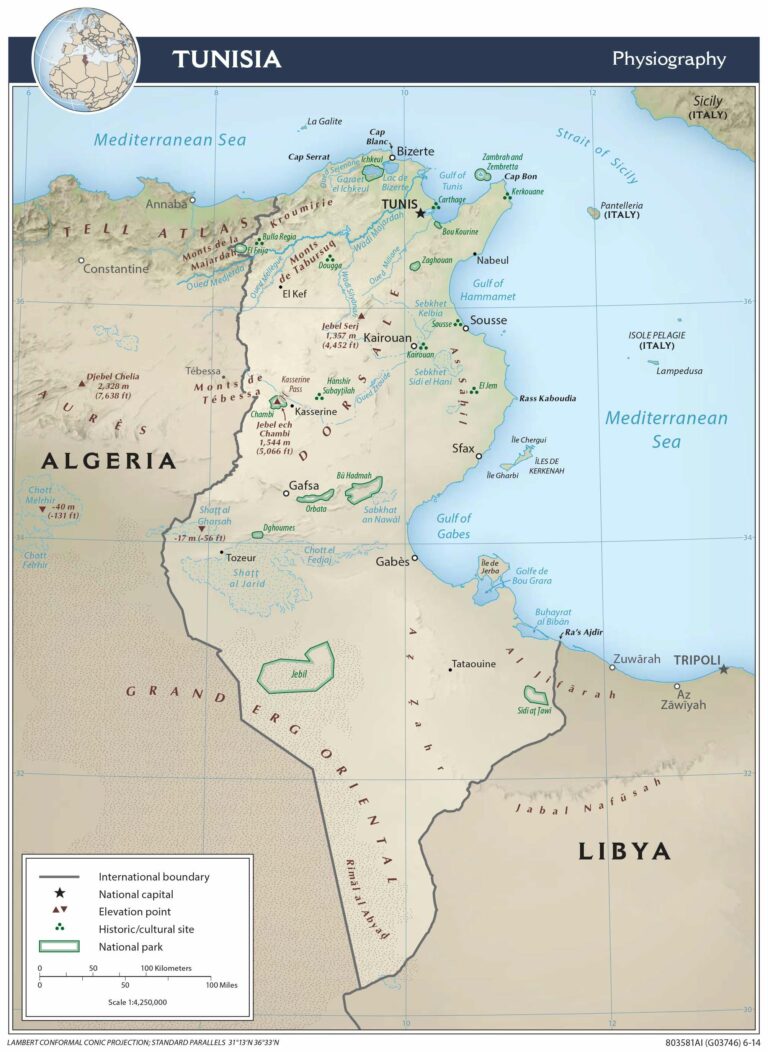 Bản đồ địa lý Tunisia
