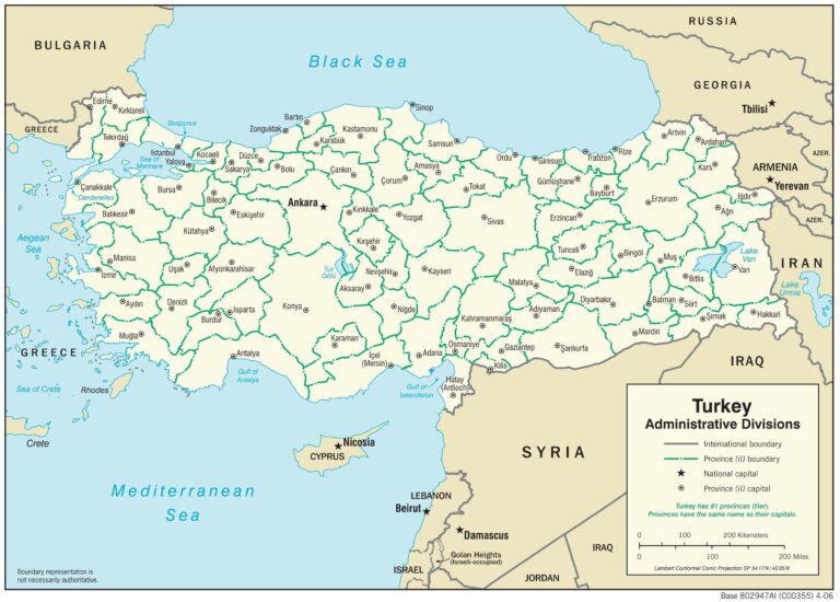 Bản đồ hành chính Thổ Nhĩ Kỳ khổ lớn