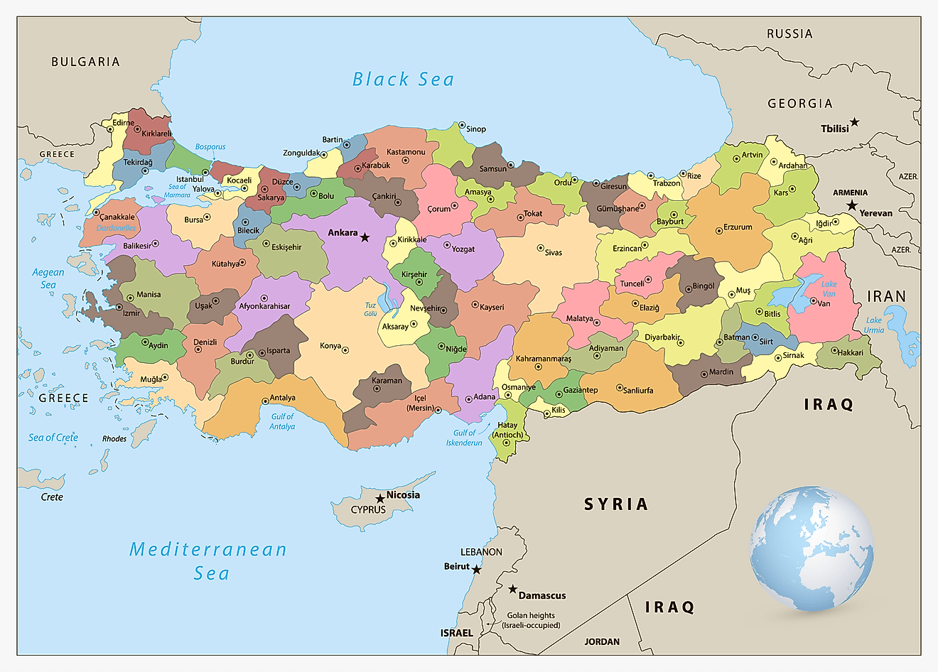 Bản đồ các tỉnh của Thổ Nhĩ Kỳ