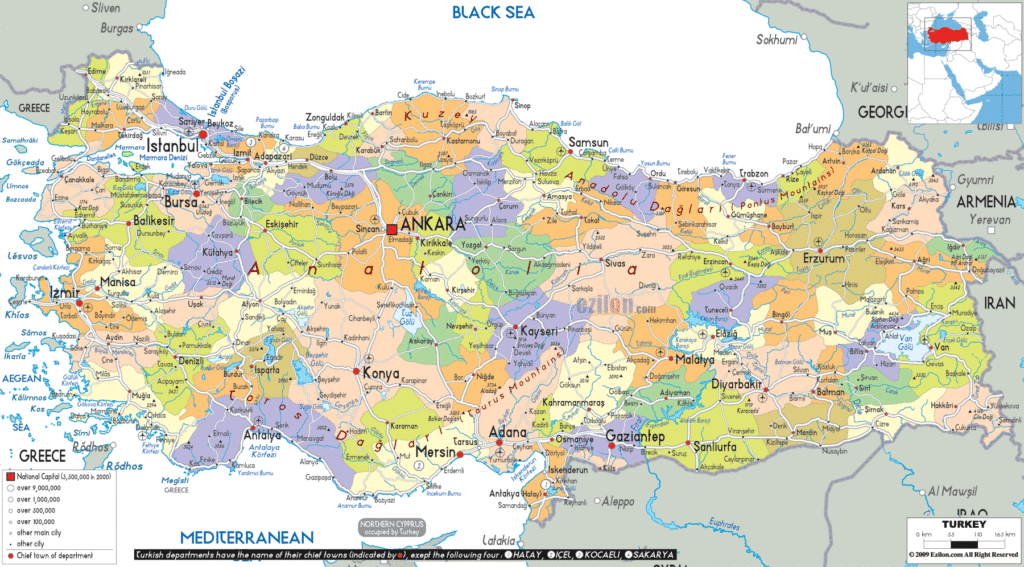 Turkey political map.
