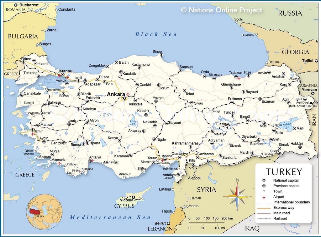 Bản đồ hành chính của Thổ Nhĩ Kỳ