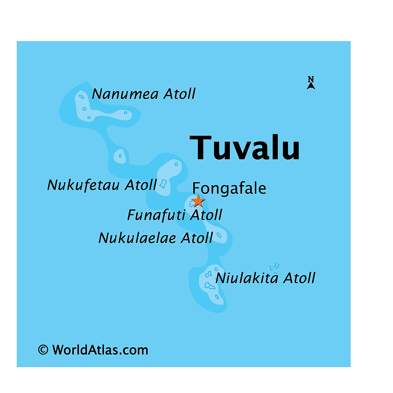 Physical Map of Tuvalu