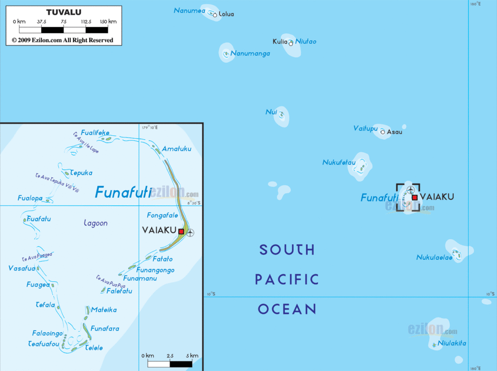 Tuvalu political map.