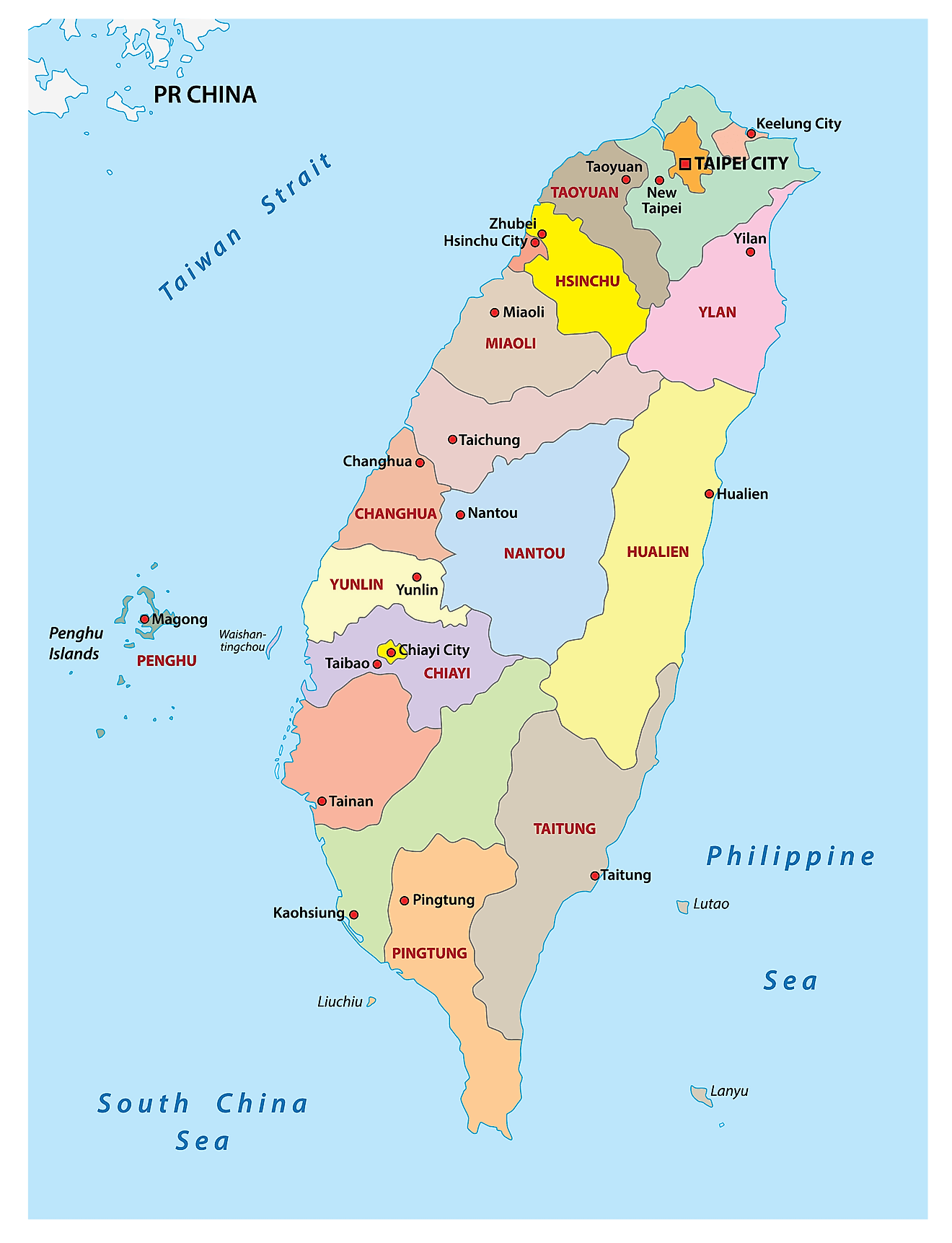 Counties of Taiwan Map