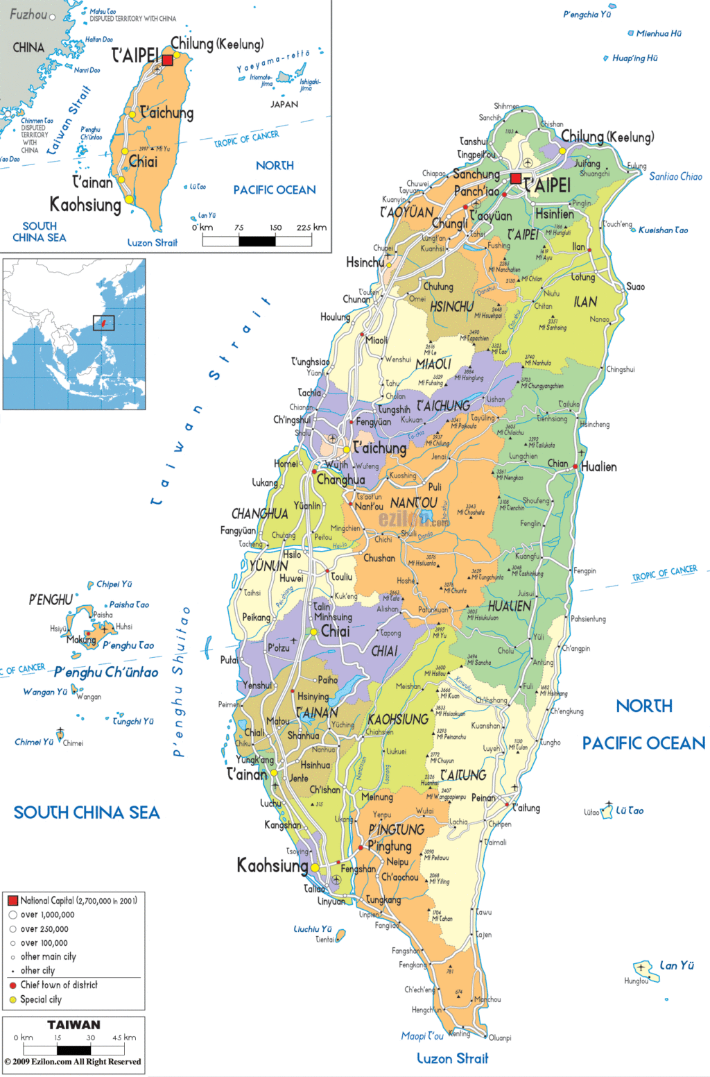 Taiwan political map.