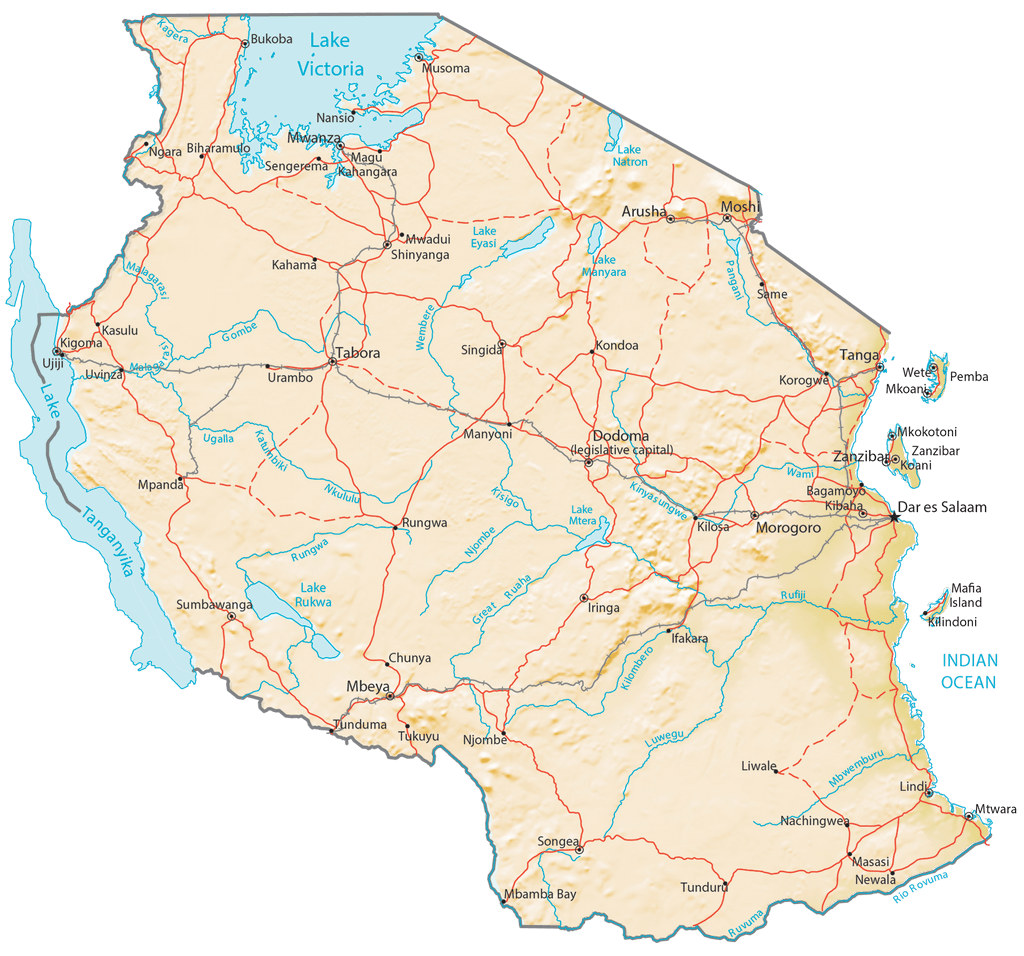 Bản đồ độ cao Tanzania