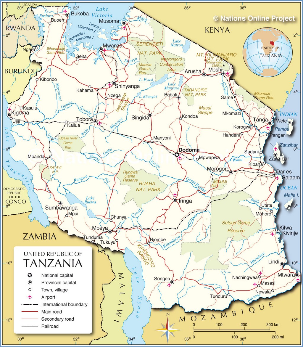 Bản đồ hành chính của Tanzania