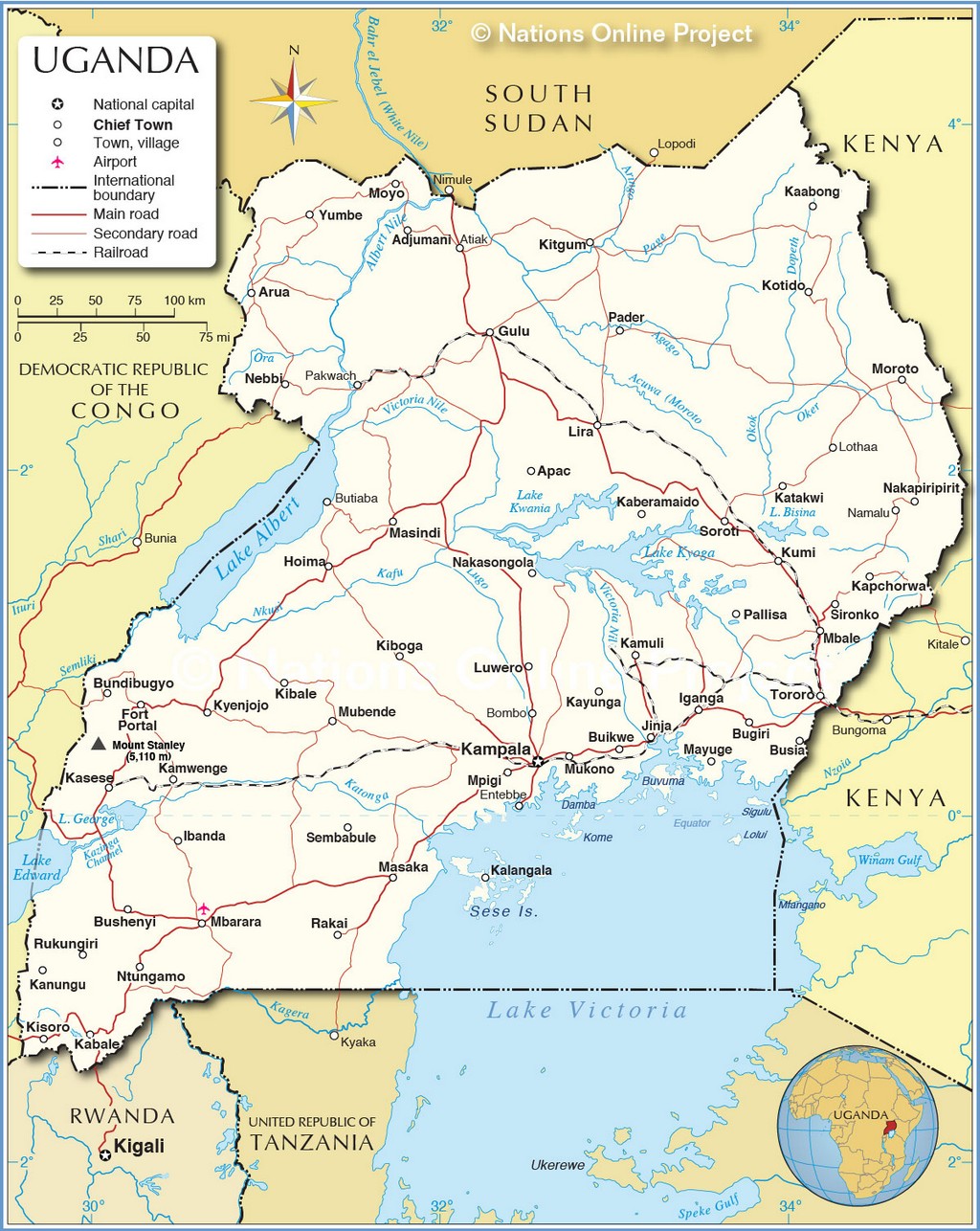 Bản đồ hành chính của Uganda