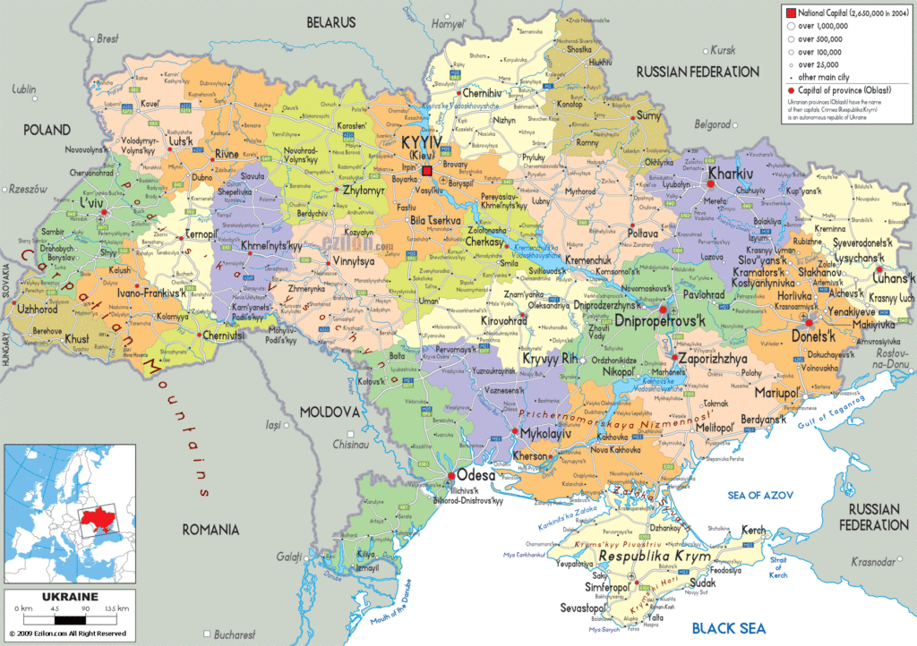 Ukraine political map.