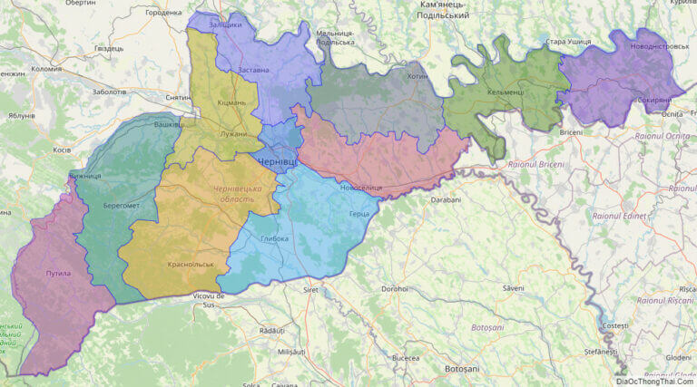 Bản đồ hành chính tỉnh Chernivtsi