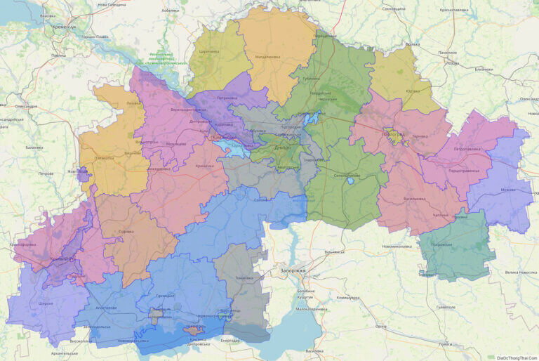 Bản đồ hành chính tỉnh Dnipropetrovs'k