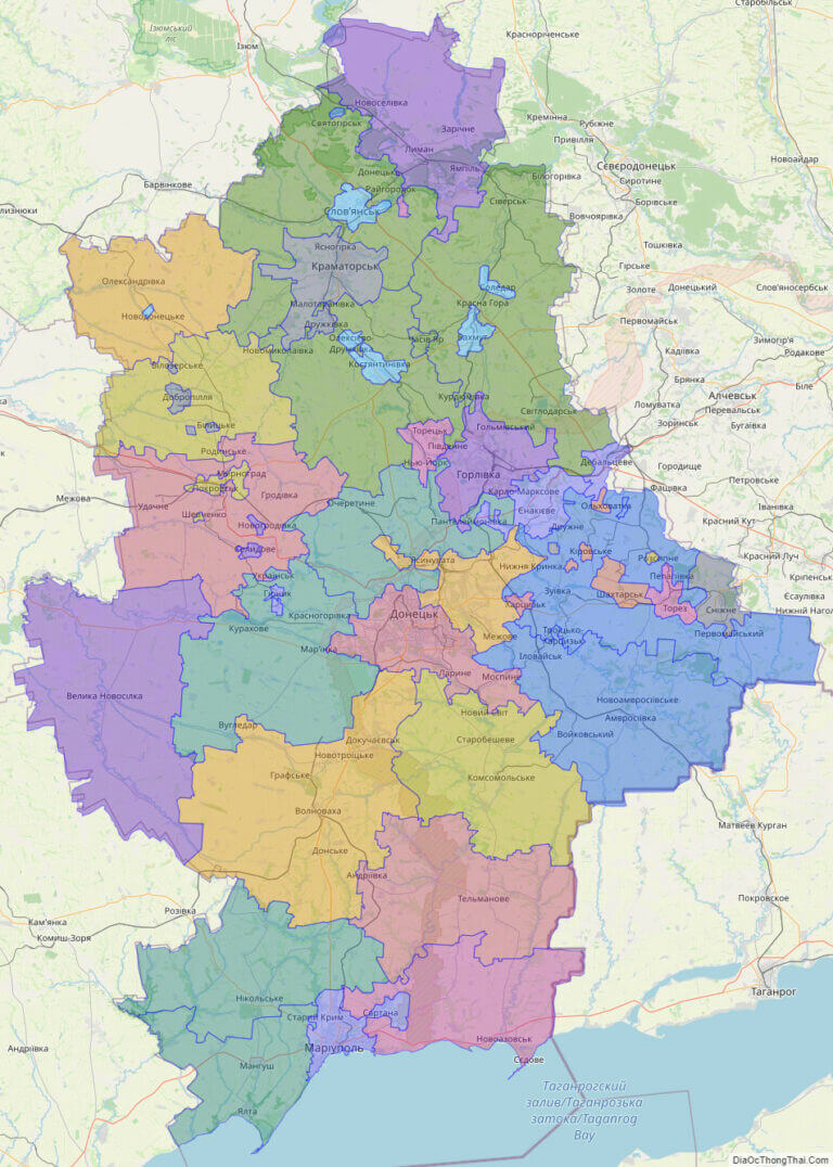 Bản đồ hành chính tỉnh Donets'k