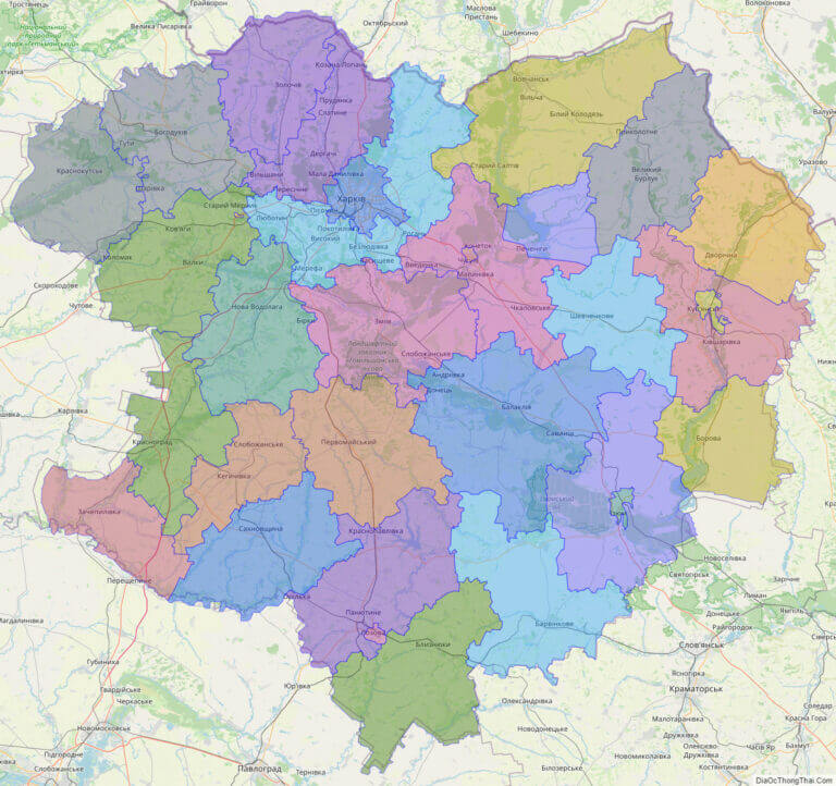 Bản đồ hành chính tỉnh Kharkiv