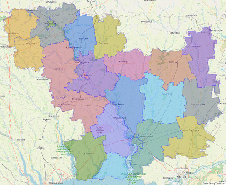 Bản đồ hành chính tỉnh Mykolayiv