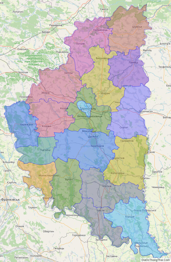 Bản đồ hành chính tỉnh Ternopil'