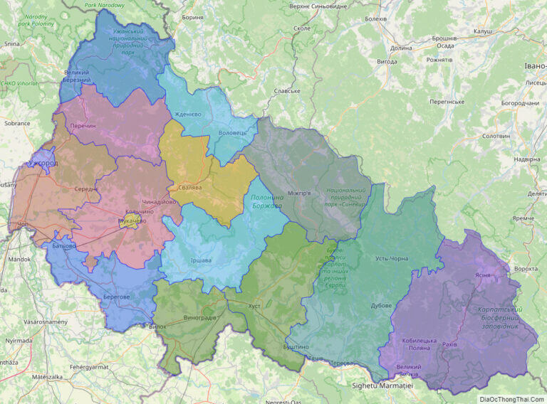Bản đồ hành chính tỉnh Zakarpattia