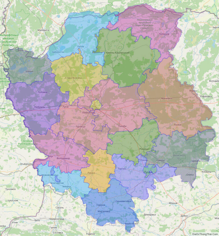 Bản đồ hành chính tỉnh Volyn