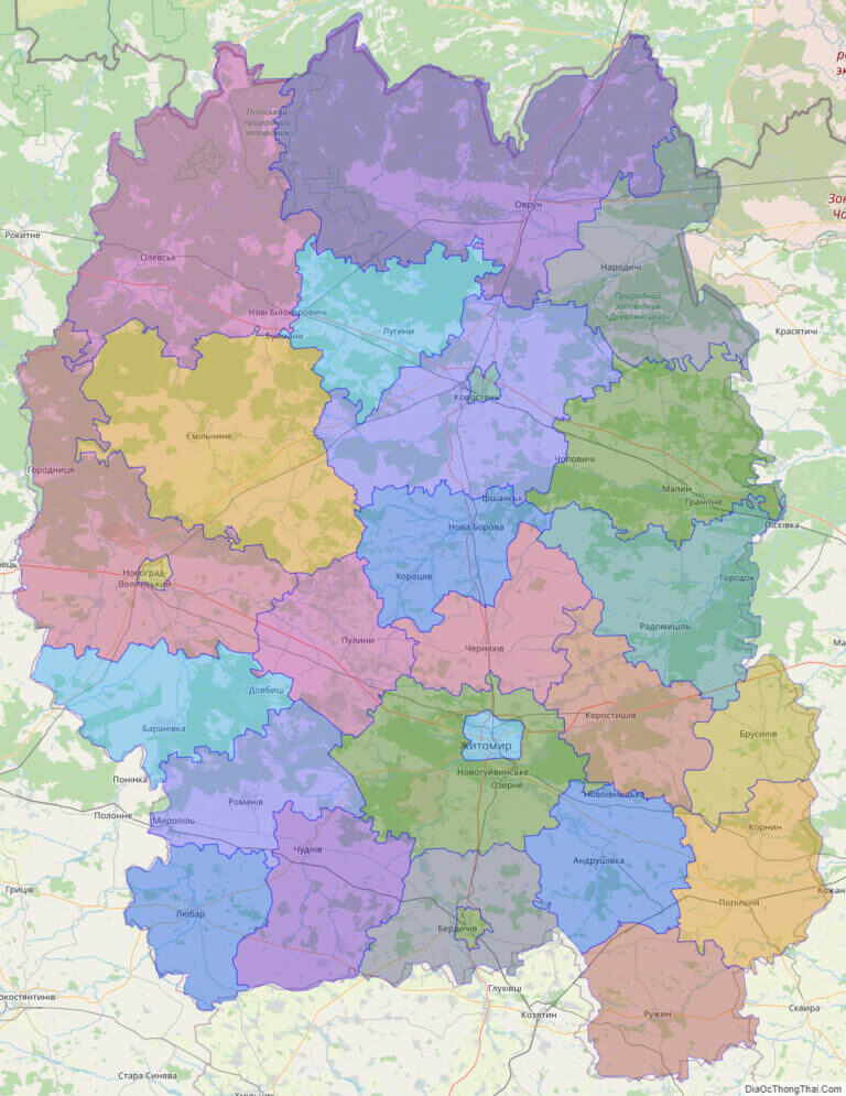Polictical Map of Zhytomyr oblast