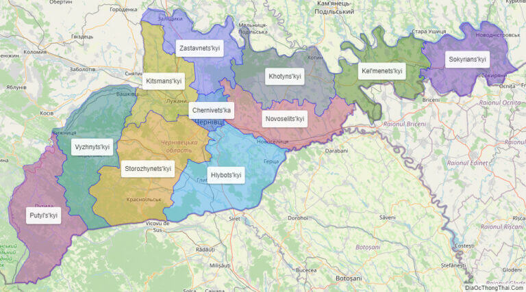 Bản đồ hành chính tỉnh Chernivtsi