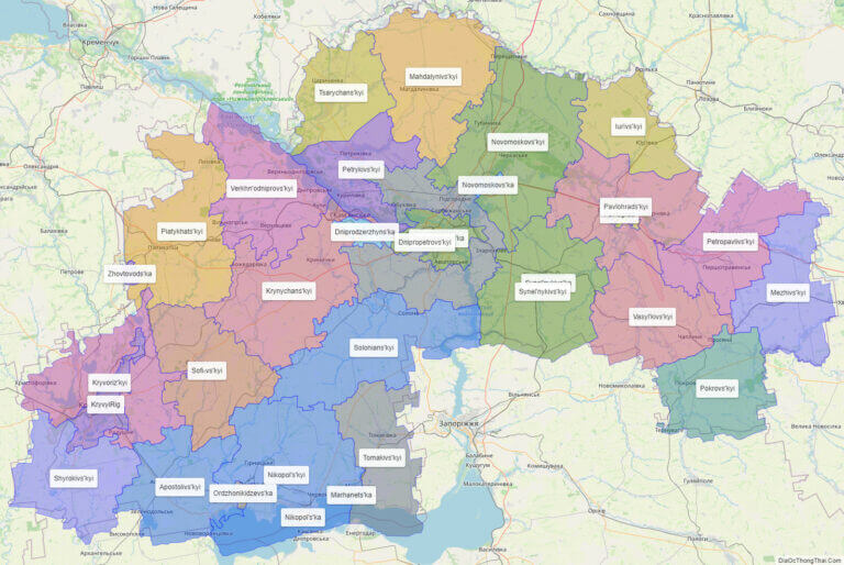 Bản đồ hành chính tỉnh Dnipropetrovs'k