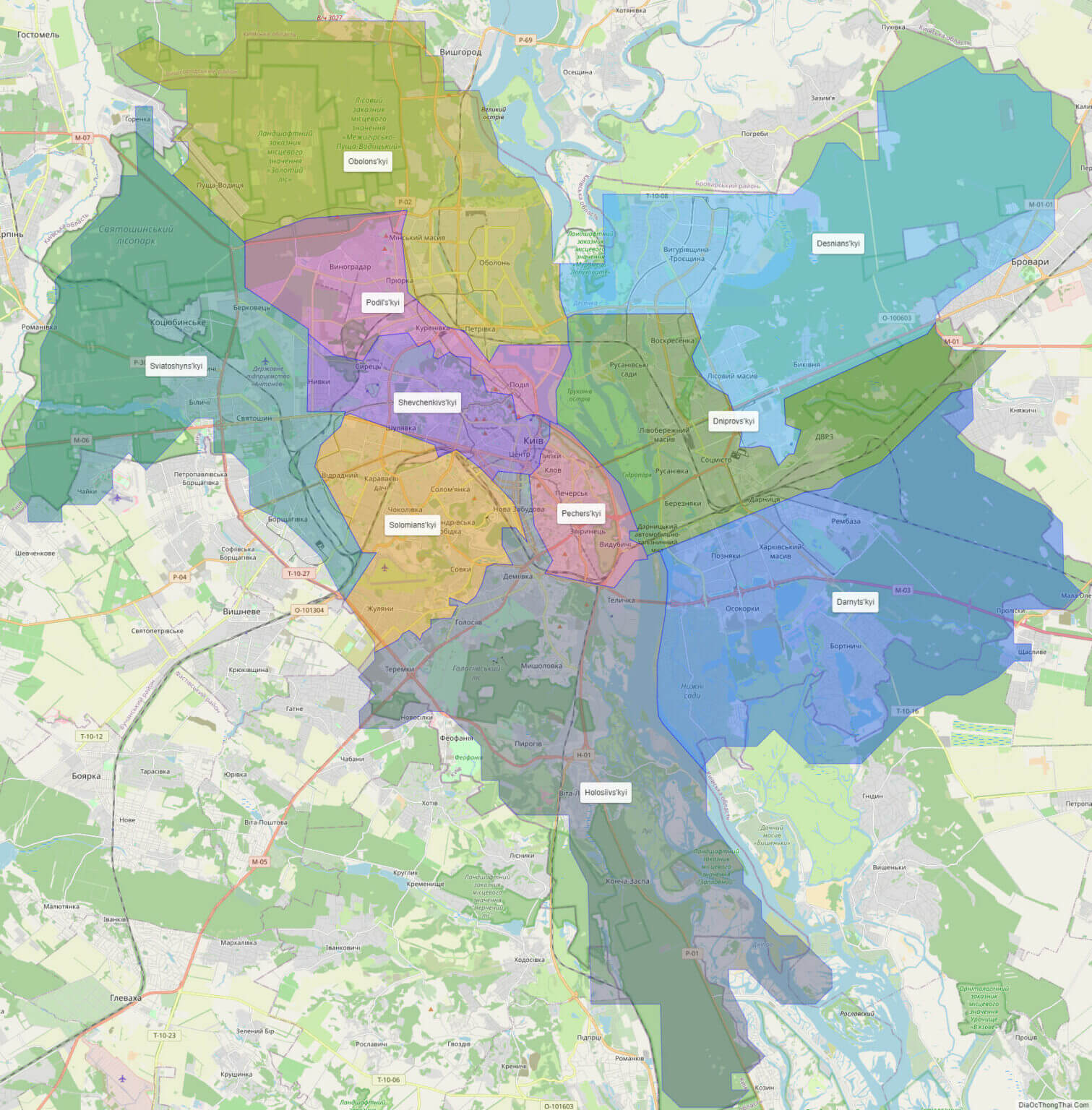 Bản đồ hành chính Thành phố Kiev