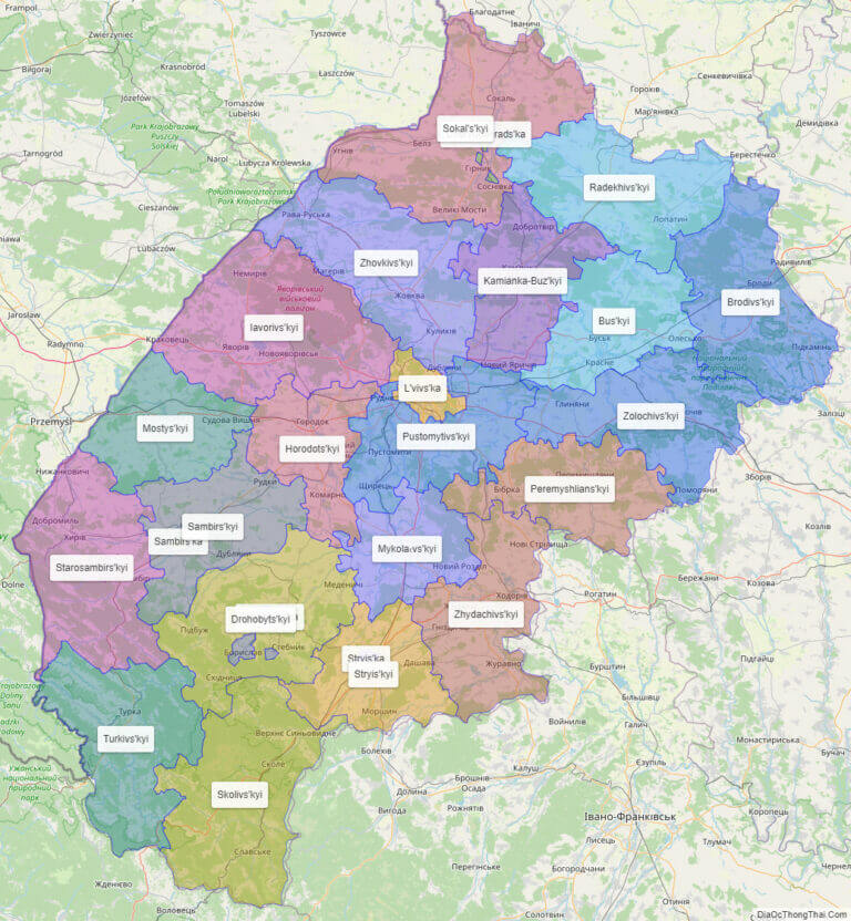 Bản đồ hành chính tỉnh L'viv