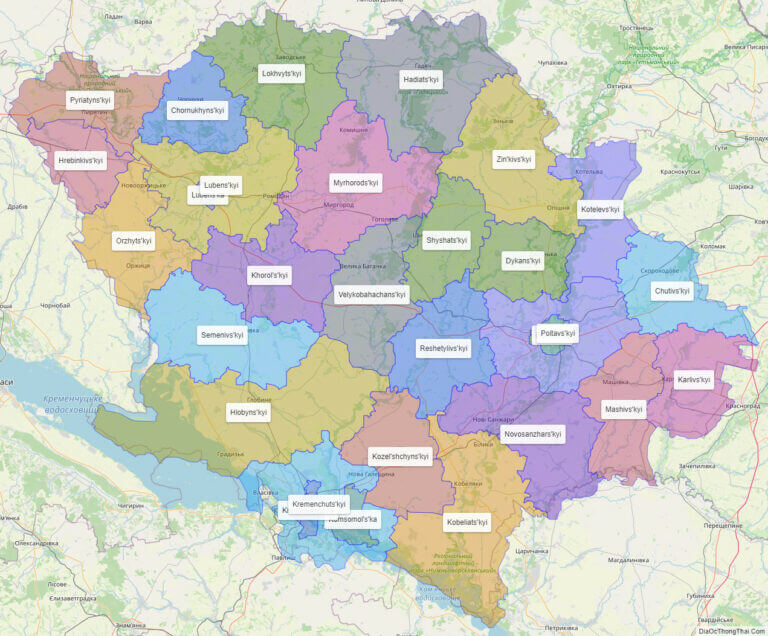 Bản đồ hành chính tỉnh Poltava