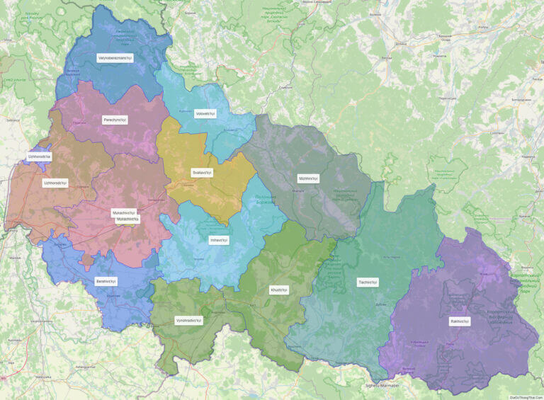 Political Map of Zakarpattia oblast