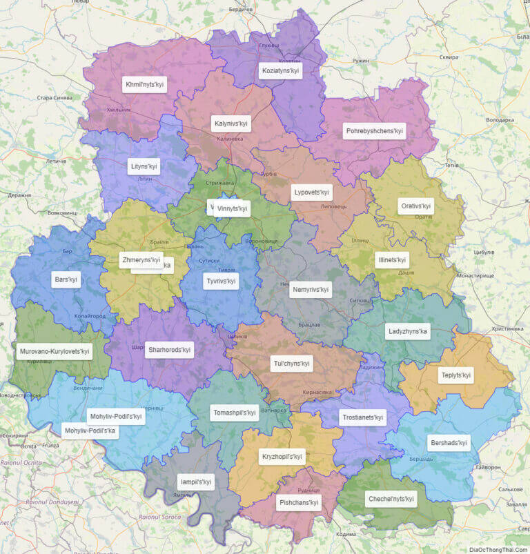 Bản đồ hành chính tỉnh Vinnytsya