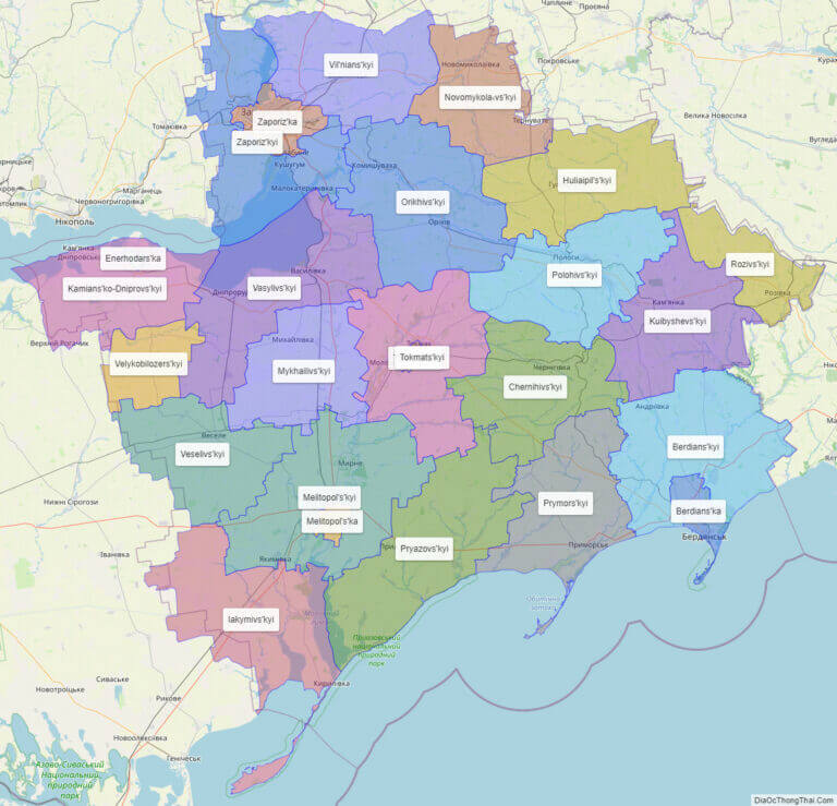 Bản đồ hành chính tỉnh Zaporizhzhya