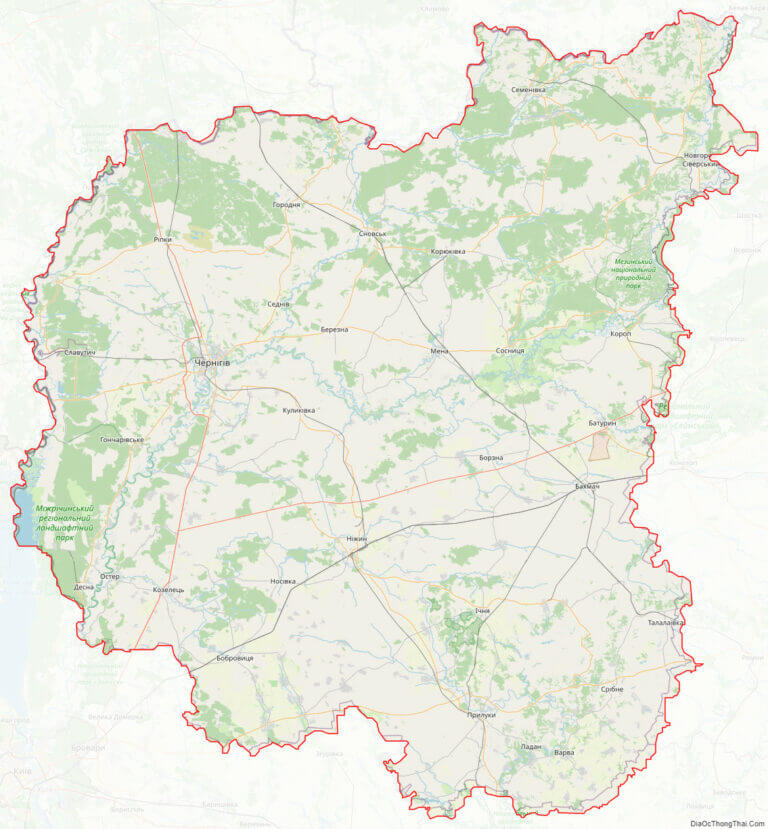 Bản đồ giao thông tỉnh Chernihiv