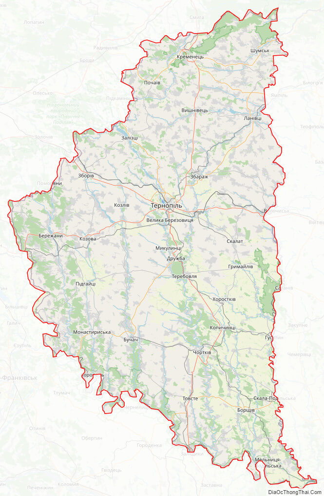 Bản đồ giao thông tỉnh Ternopil'