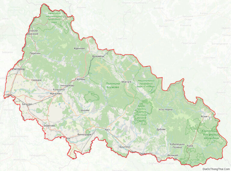 Bản đồ giao thông tỉnh Zakarpattia