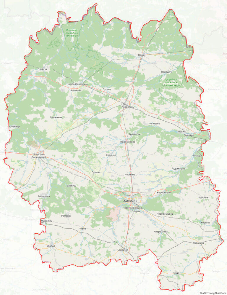 Bản đồ giao thông tỉnh Zhytomyr