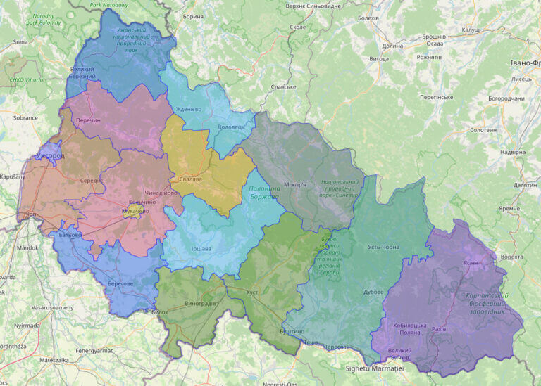 Bản đồ tỉnh Transcarpathia