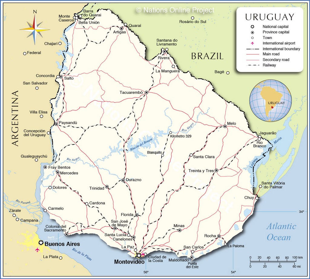 Bản đồ của Uruguay