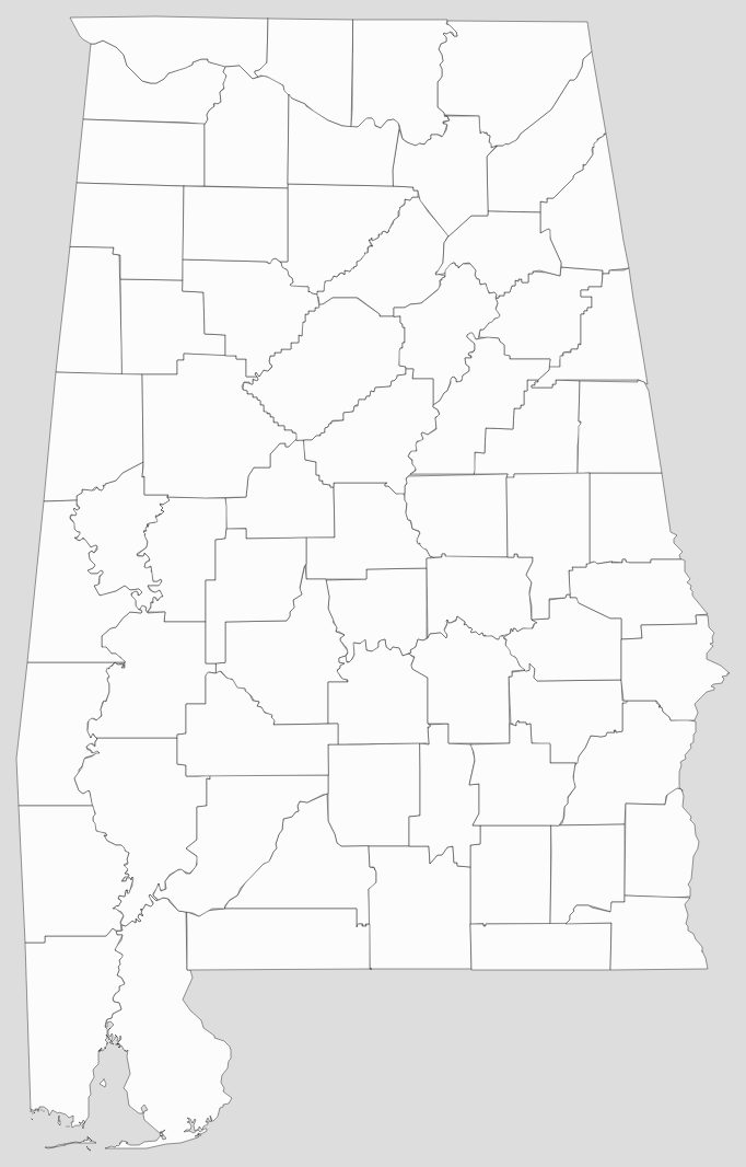 Blank Alabama County Map
